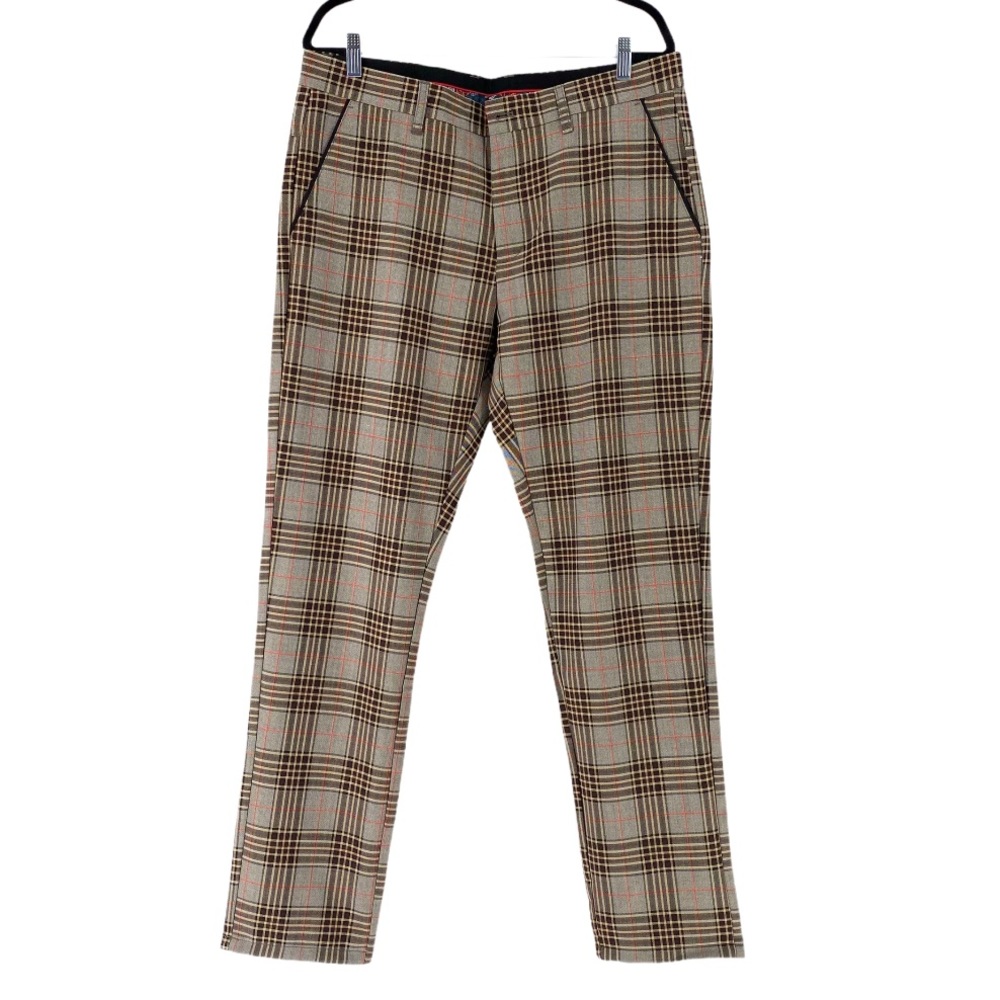 Suslo Couture Men's Fashion Plaid Slim Pants - W36